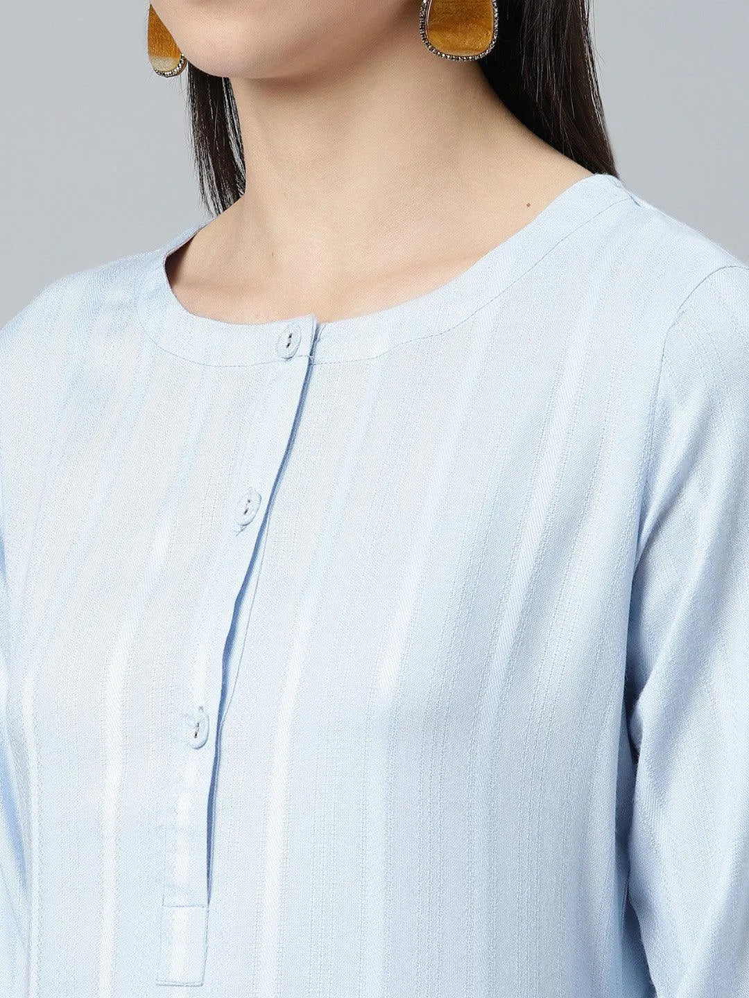 Blue Striped Rayon Kurta - Libas 