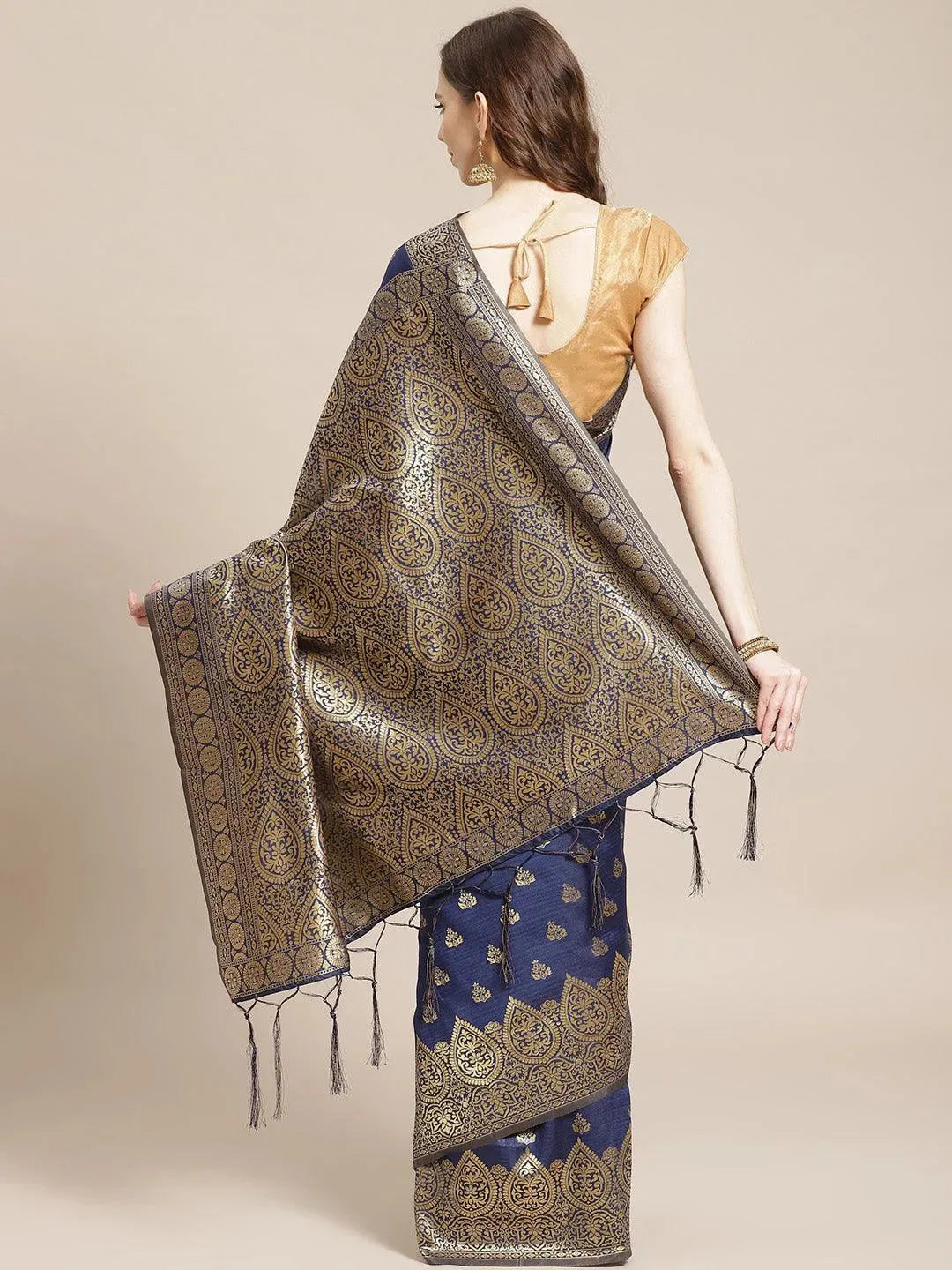 

Blue Woven Design Brocade Saree