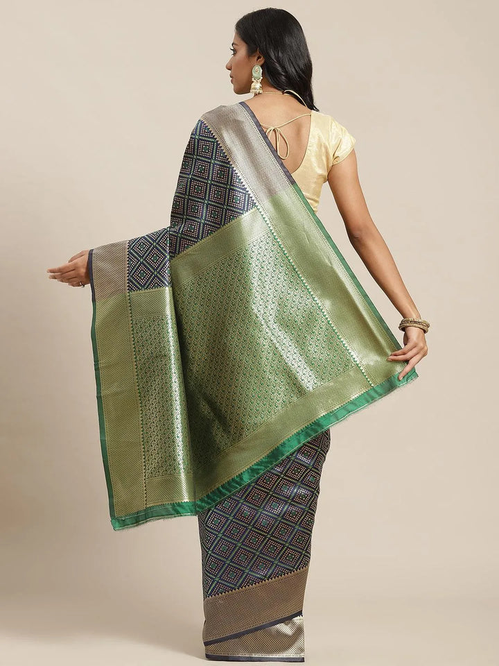 Blue Woven Design Brocade Saree - Libas