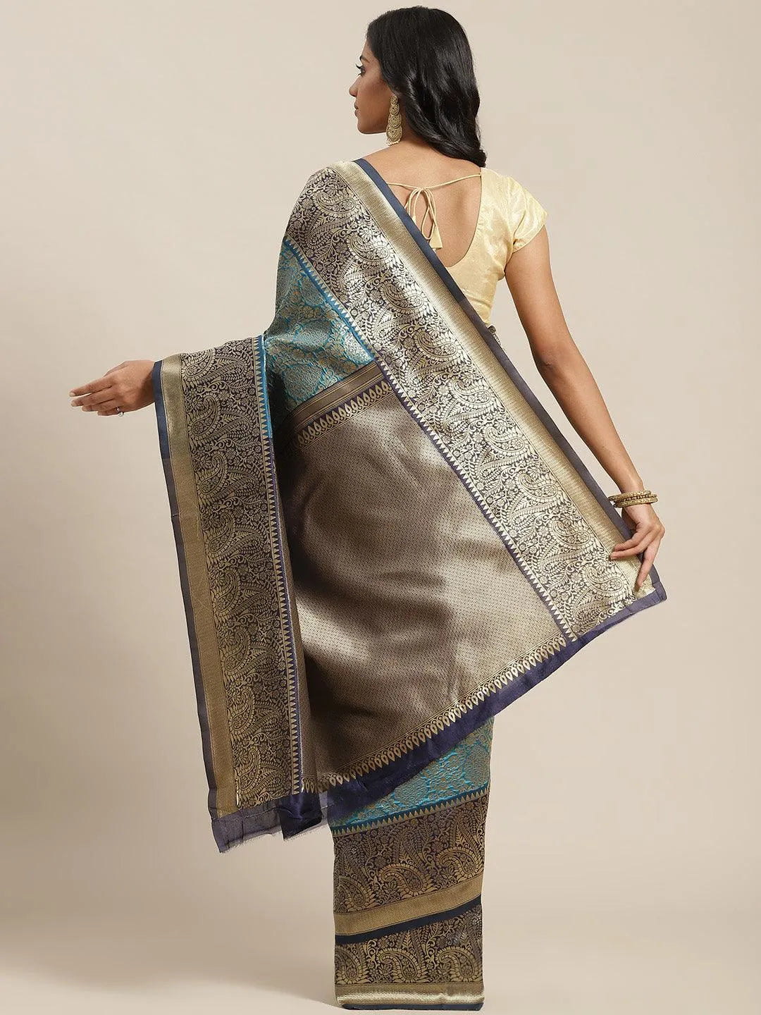 

Buy Blue Woven Design Brocade Saree - 14689 | Libas Ethnic Wear Online