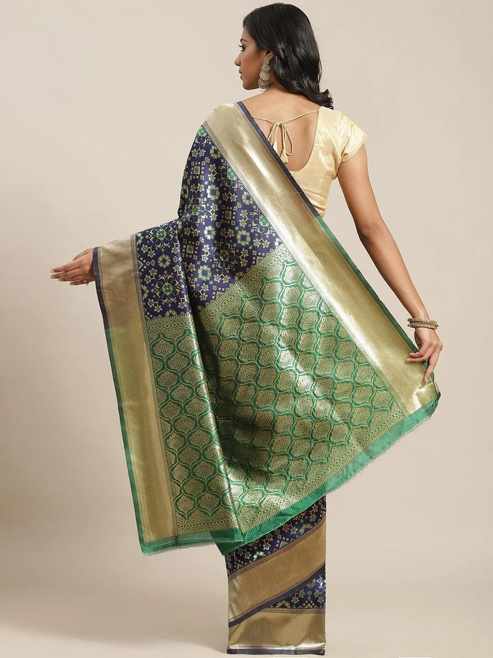 Blue Woven Design Brocade Saree - Libas