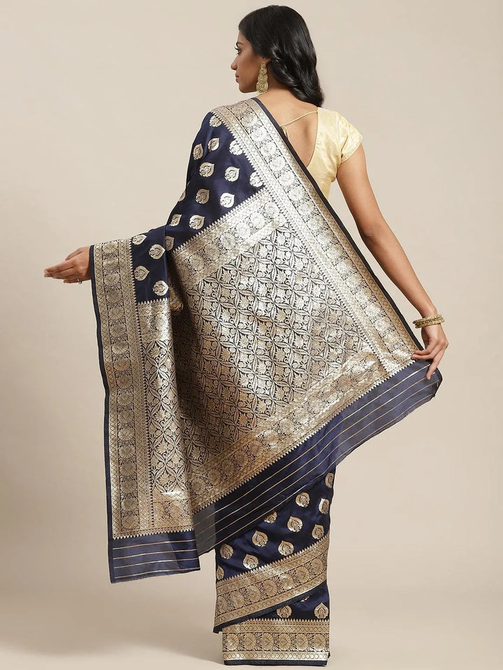 Blue Woven Design Brocade Saree - Libas