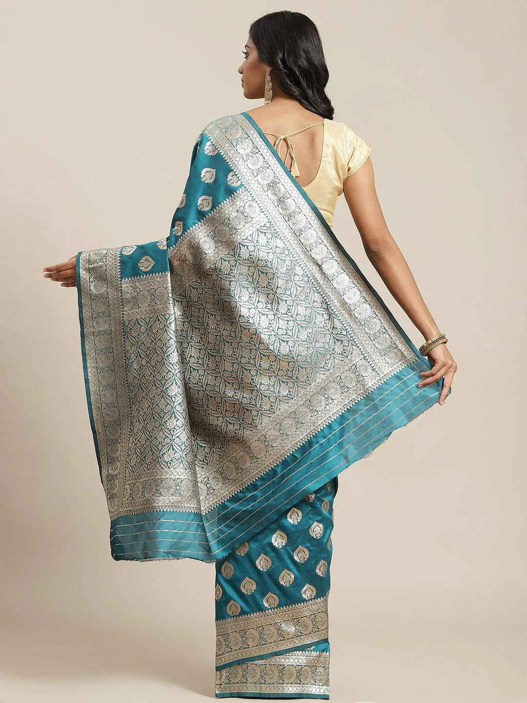 Blue Woven Design Brocade Saree - Libas 