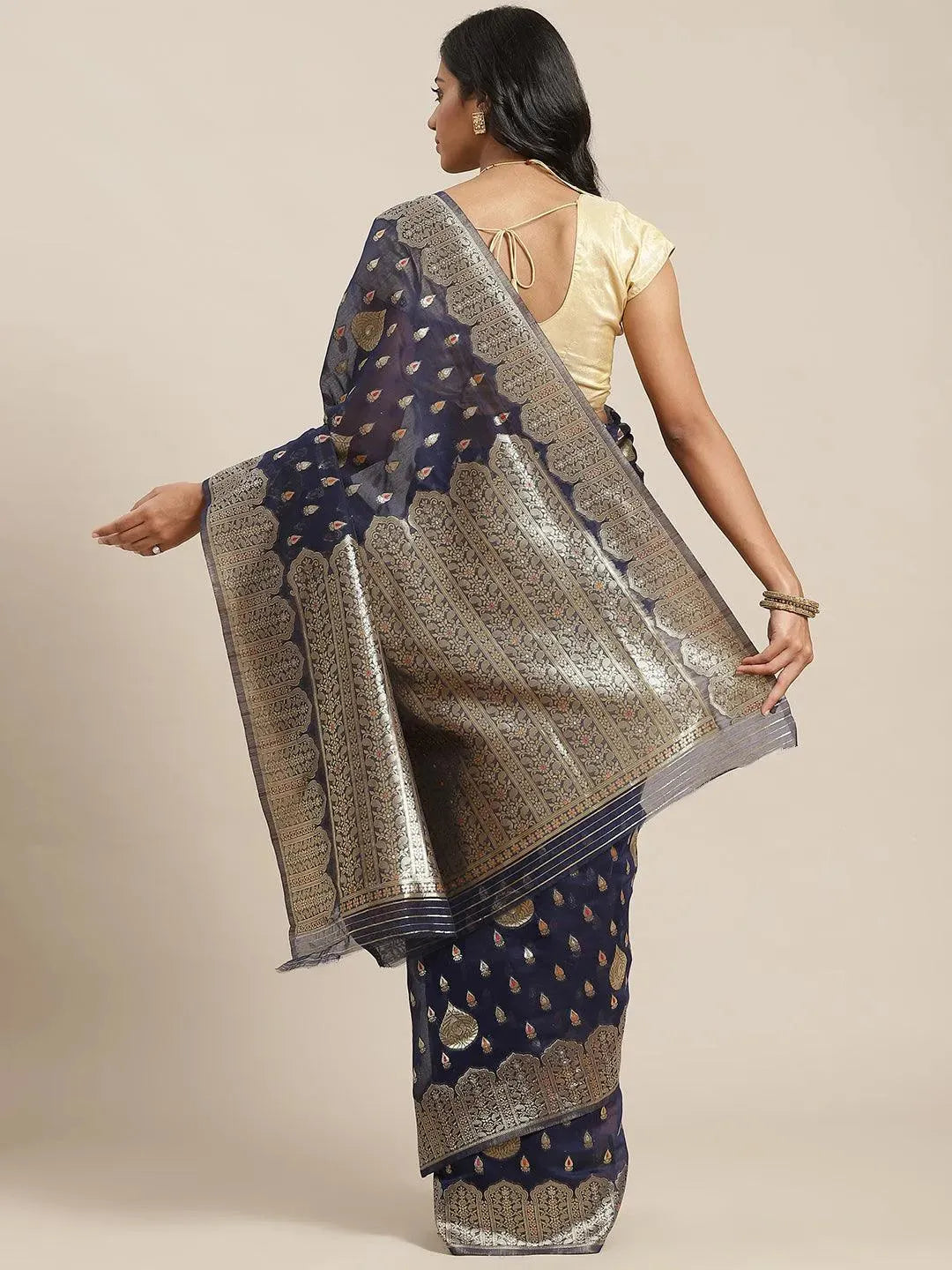 

Buy Blue Woven Design Brocade Saree - 14672 | Libas Ethnic Wear Online