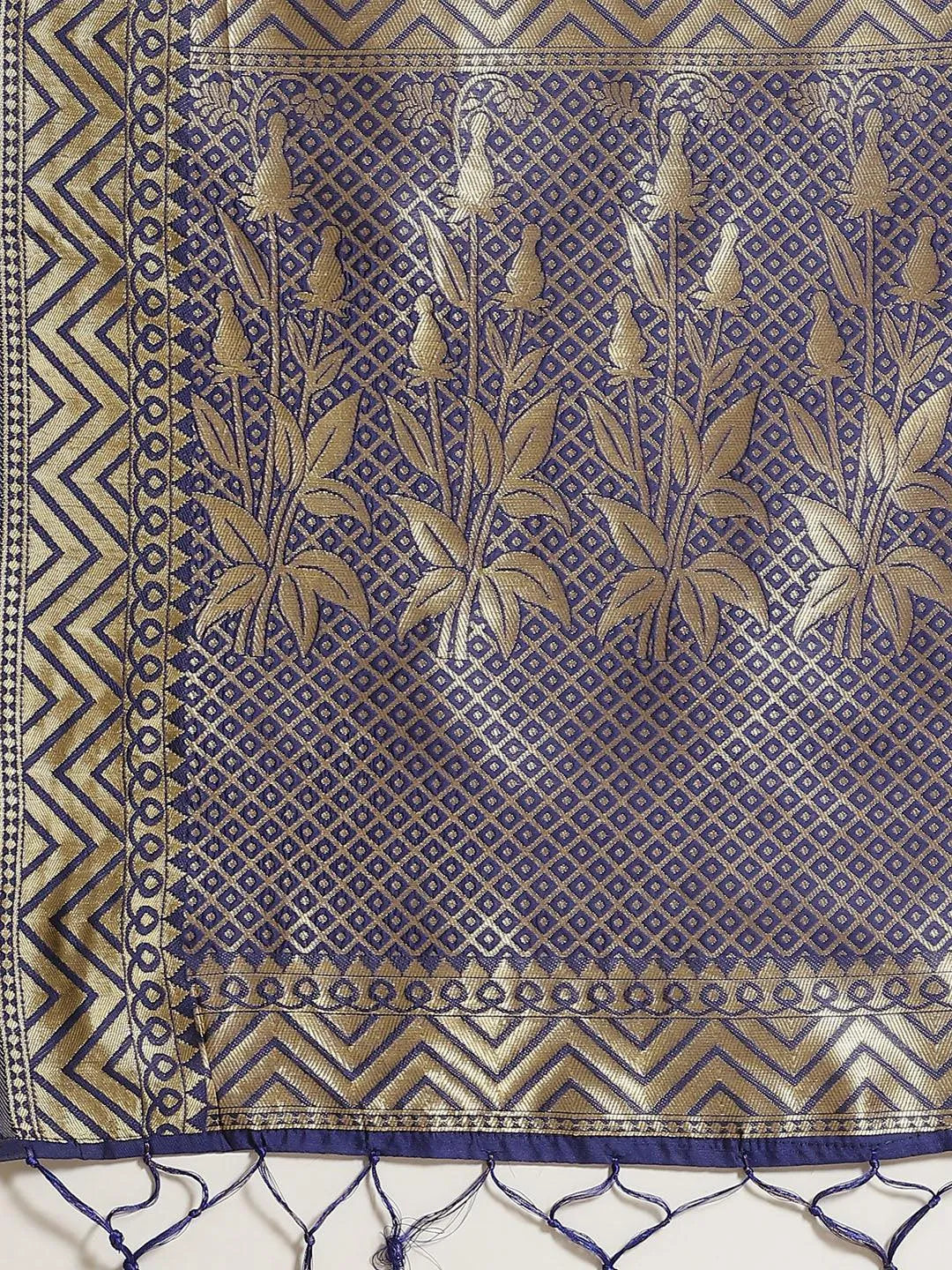 Blue Woven Design Brocade Saree - Libas