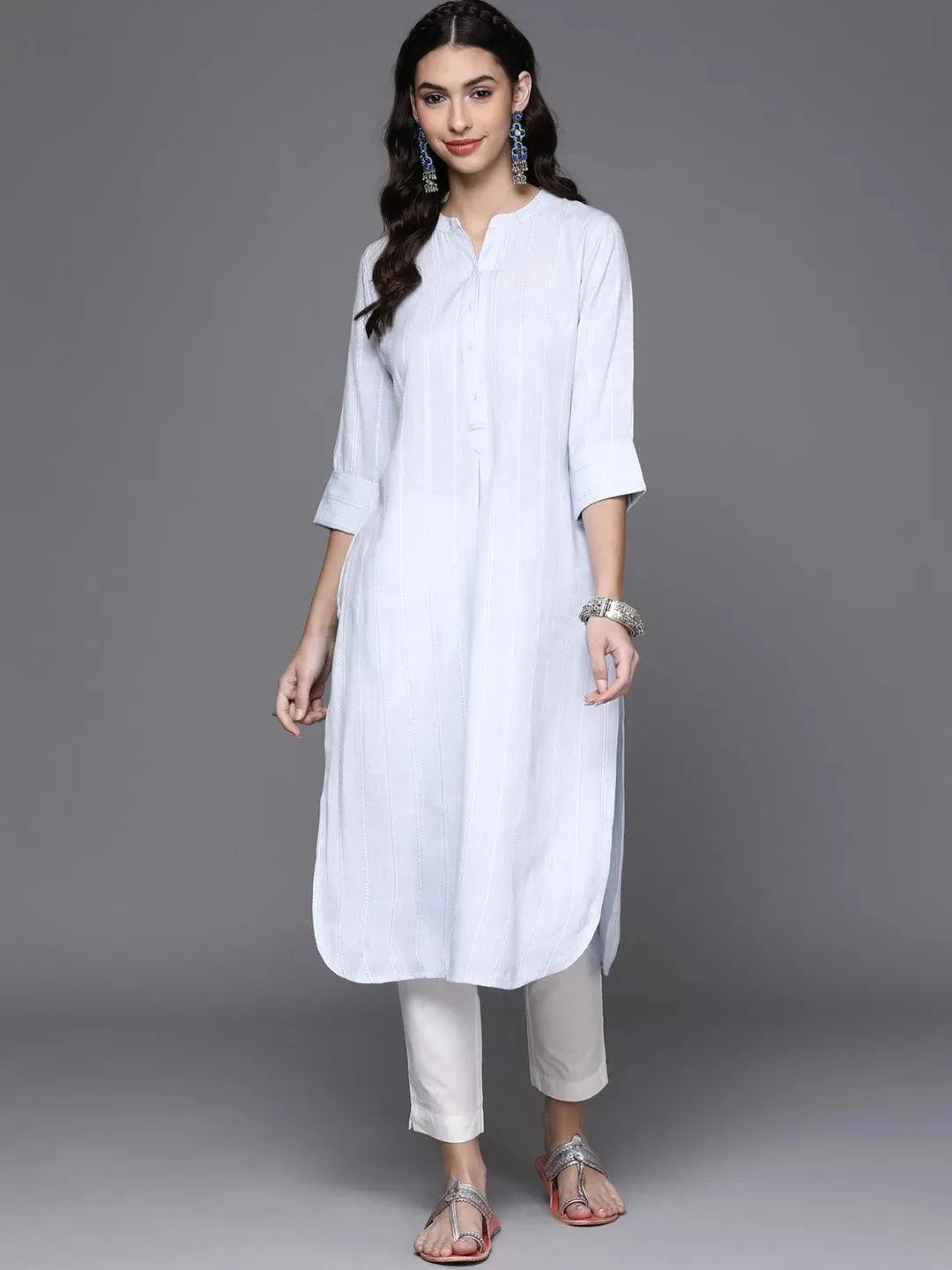 

Buy Blue Woven Design Rayon Kurta - 23147O- | Libas Ethnic Wear Online