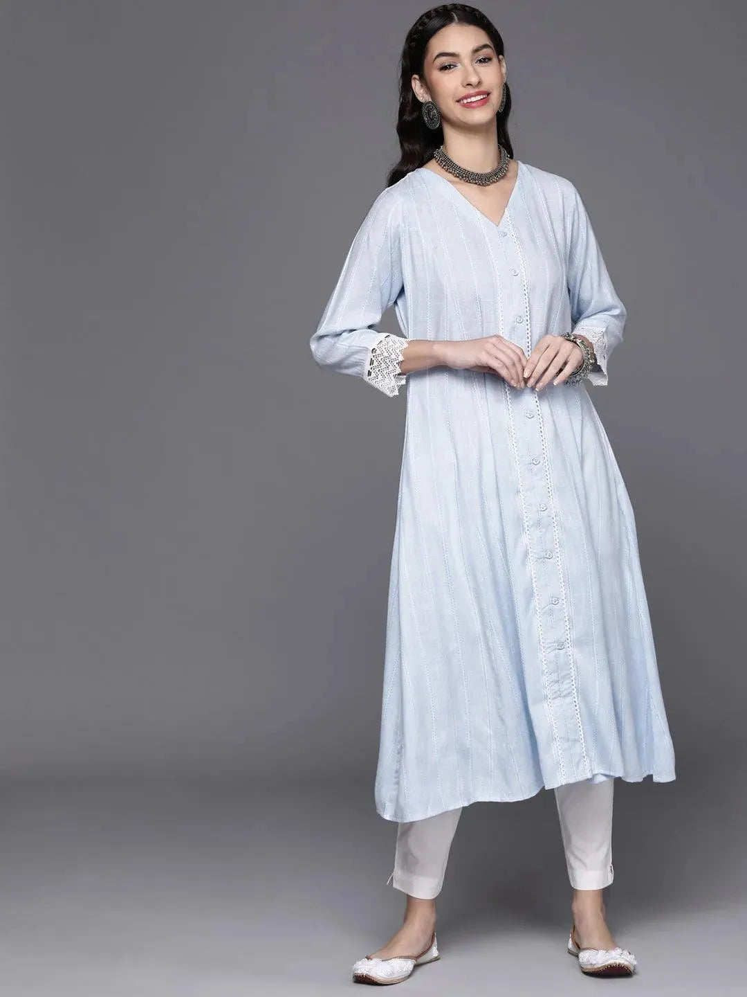 

Buy Blue Woven Design Rayon Kurta - 23149O- | Libas Ethnic Wear Online