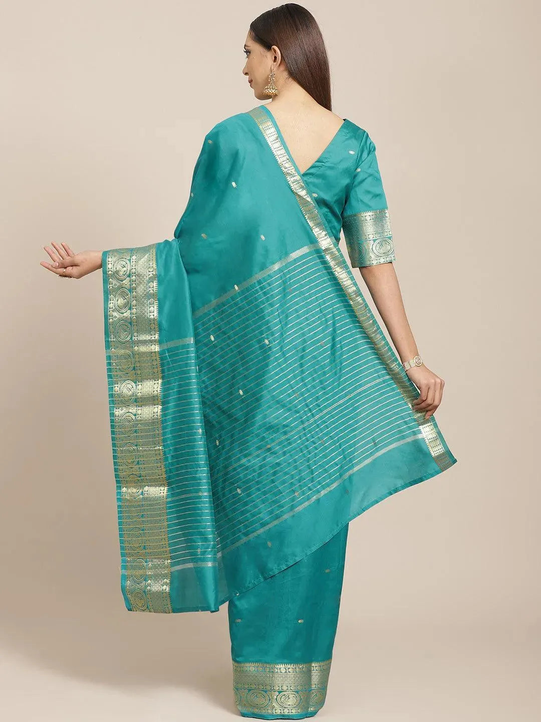 

Blue Woven Design Silk Blend Saree