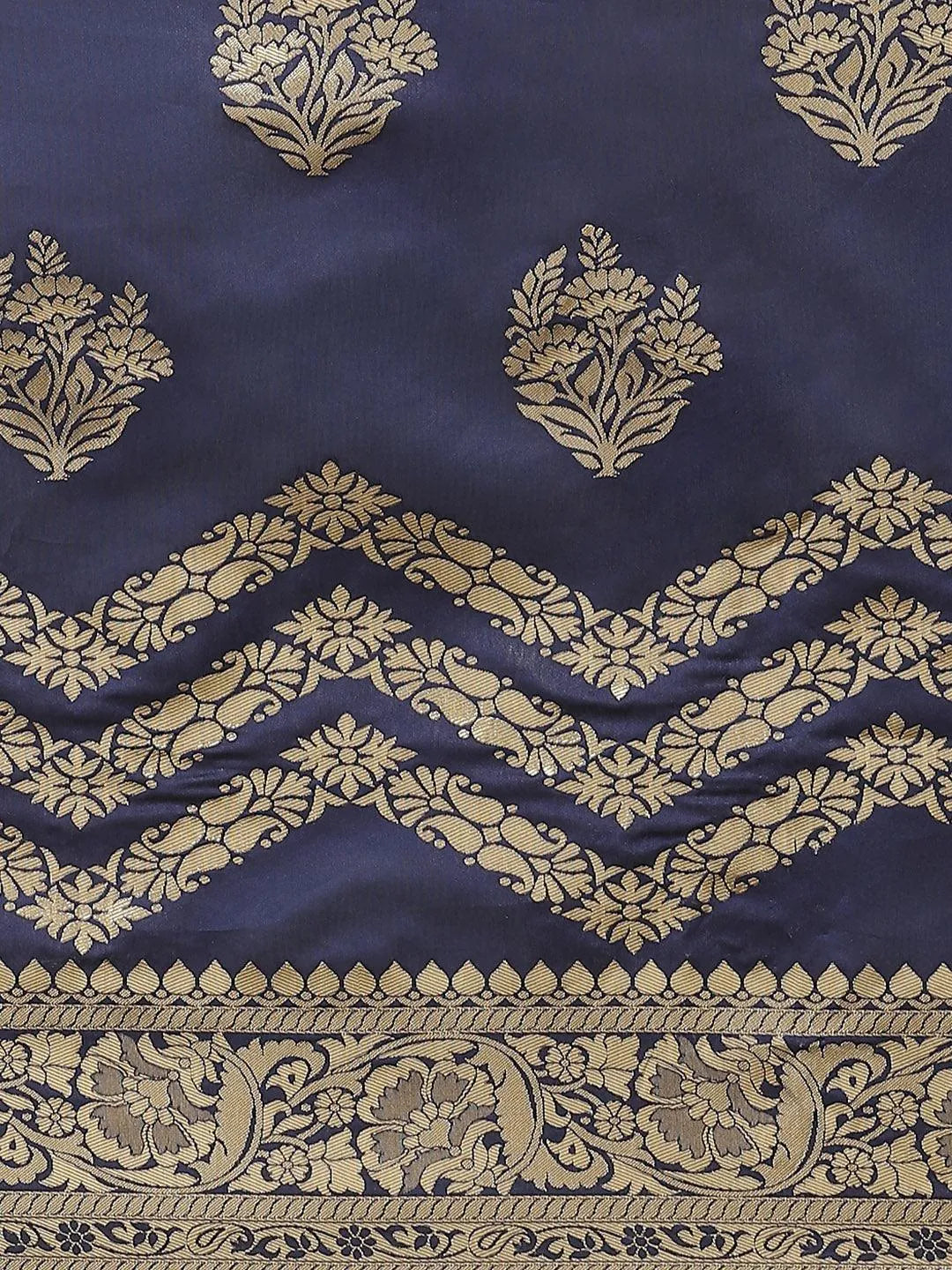 Blue Woven Design Silk Blend Saree - Libas