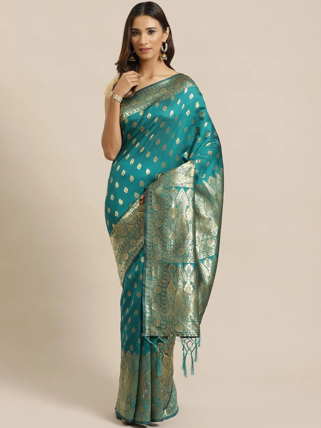 Blue Woven Design Silk Saree - Libas