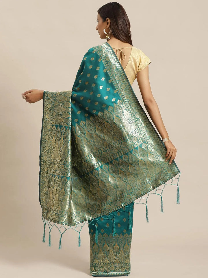 Blue Woven Design Silk Saree - Libas