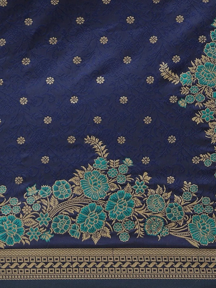 Blue Woven Design Silk Saree - Libas