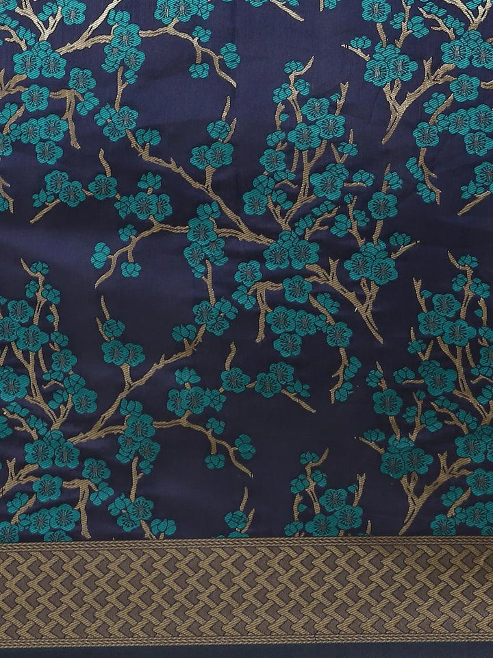 Blue Woven Design Silk Saree - Libas