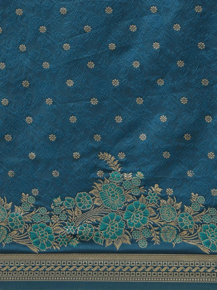 Blue Woven Design Silk Saree - Libas