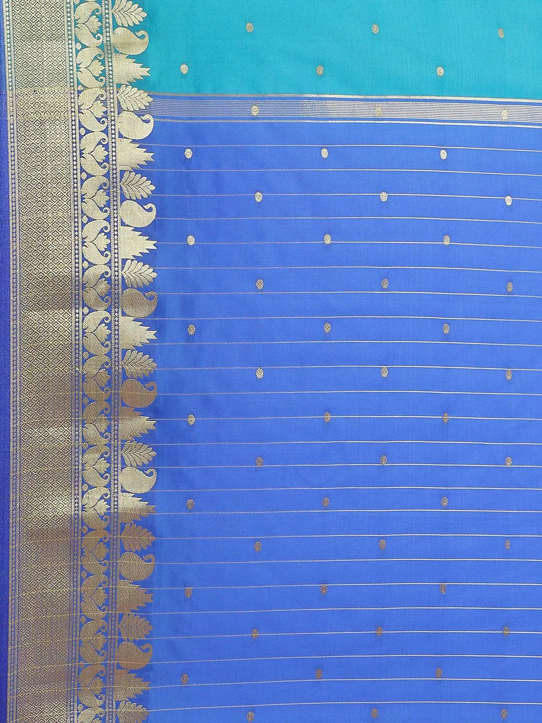 Blue Woven Design Silk Saree - Libas