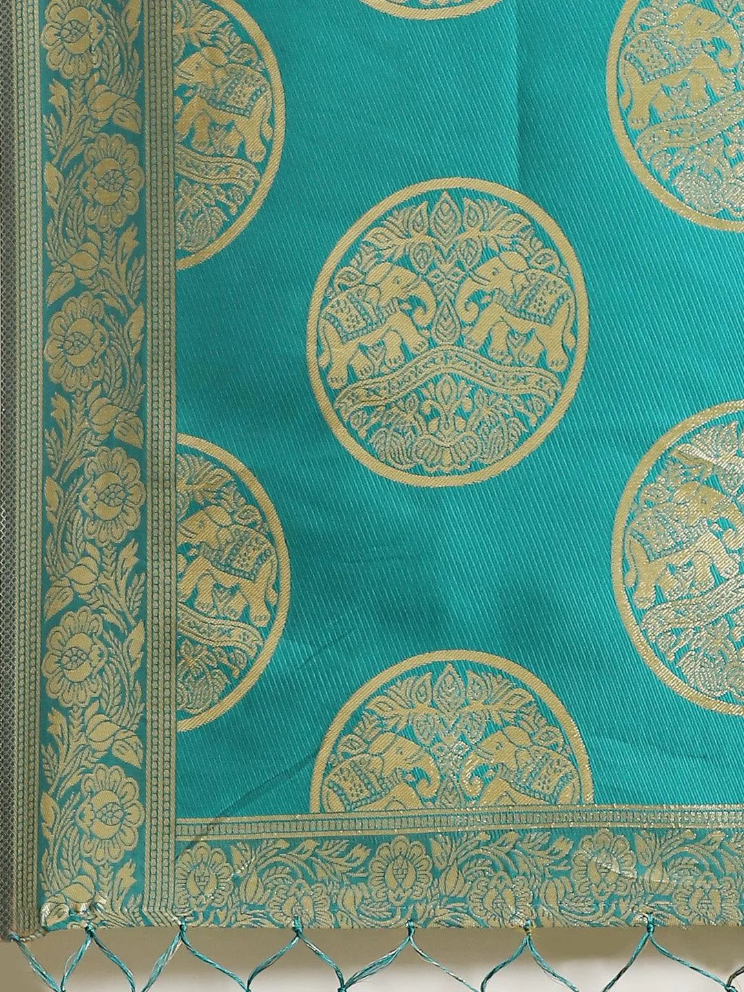 Blue Woven Design Silk Saree - Libas