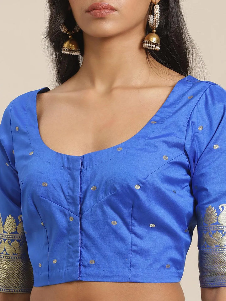 Blue Woven Design Silk Saree - Libas