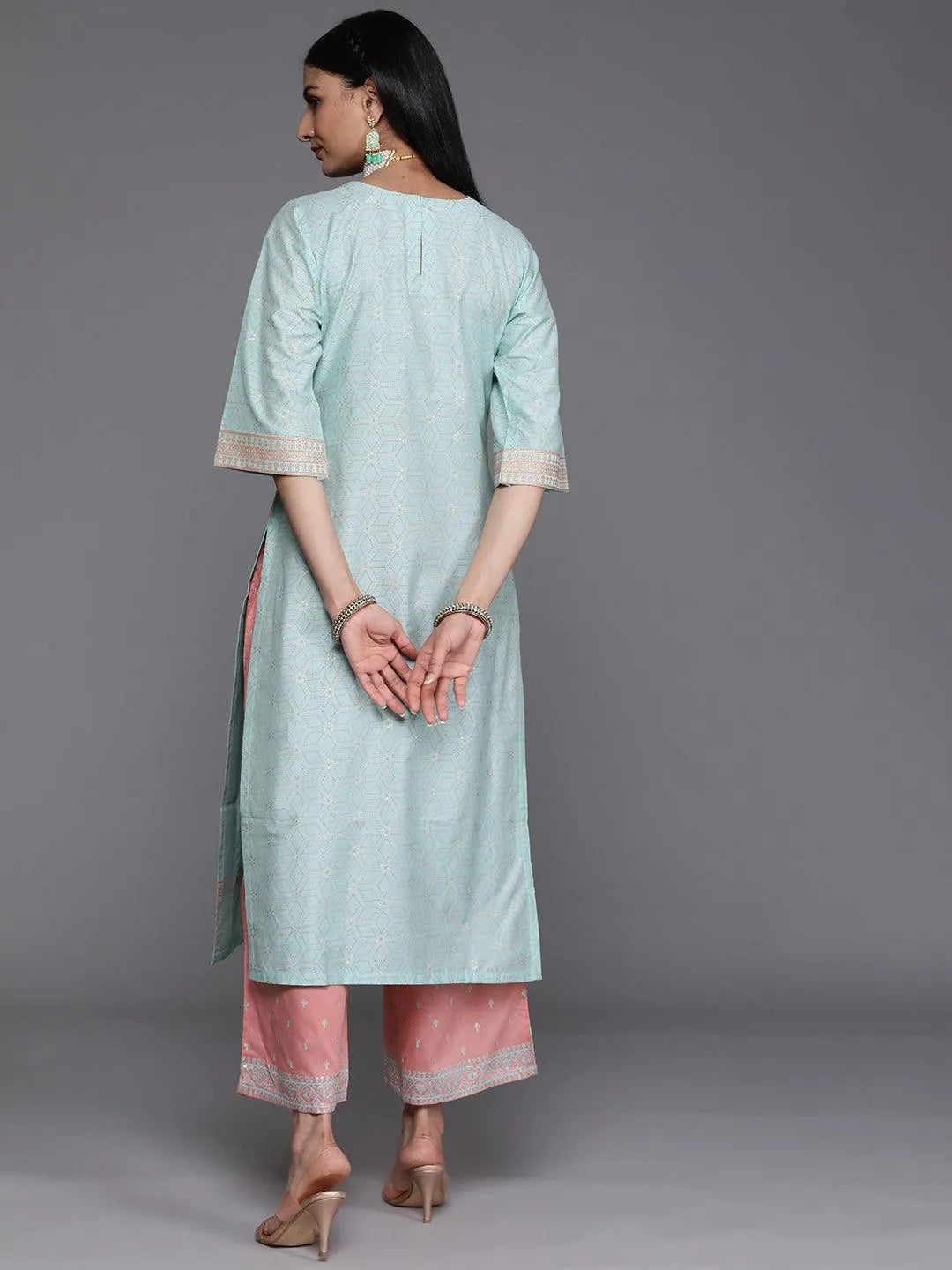 Blue Yoke Design Chanderi Silk Kurta - Libas 