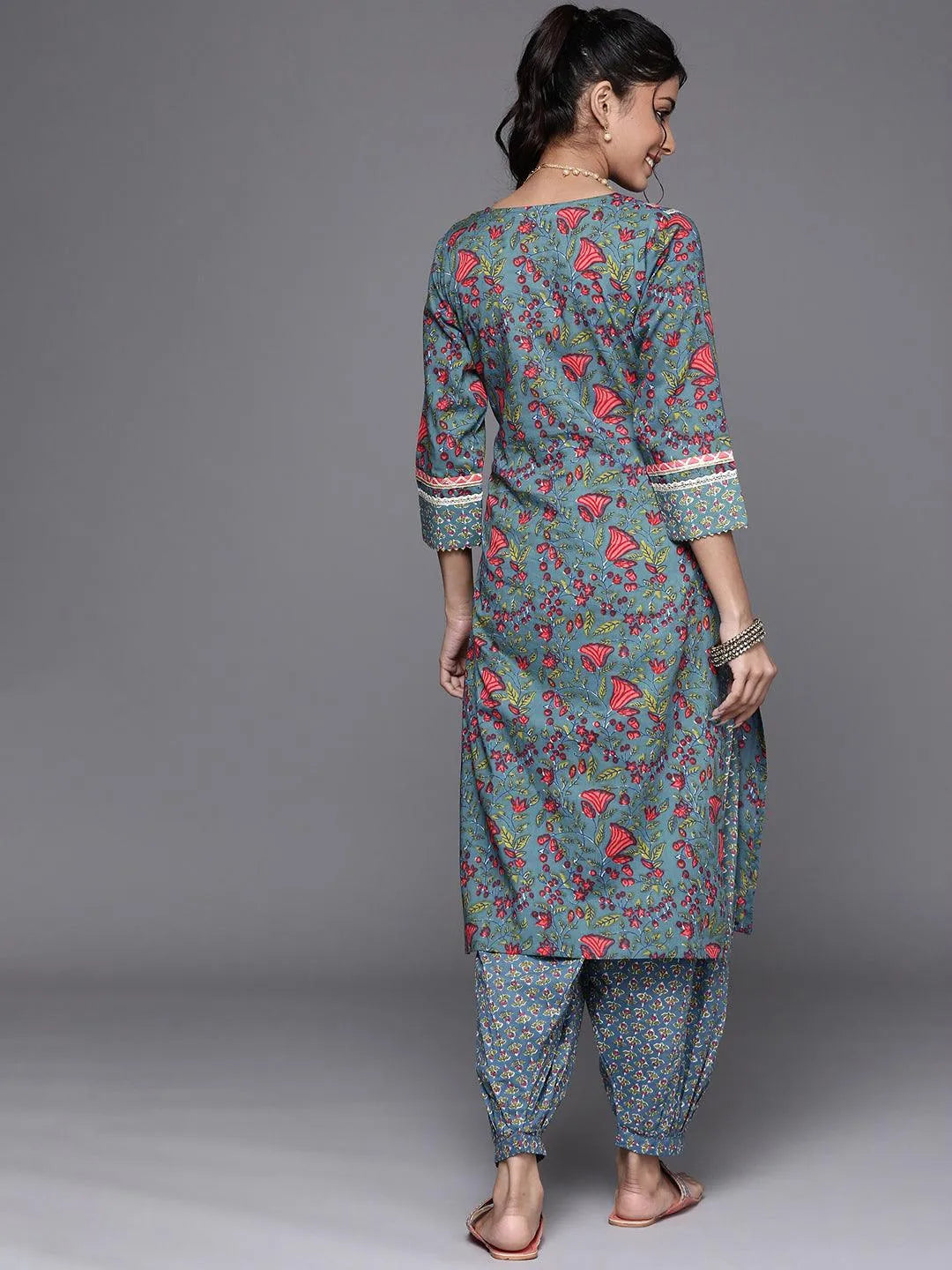 Blue Yoke Design Cotton Kurta - Libas 