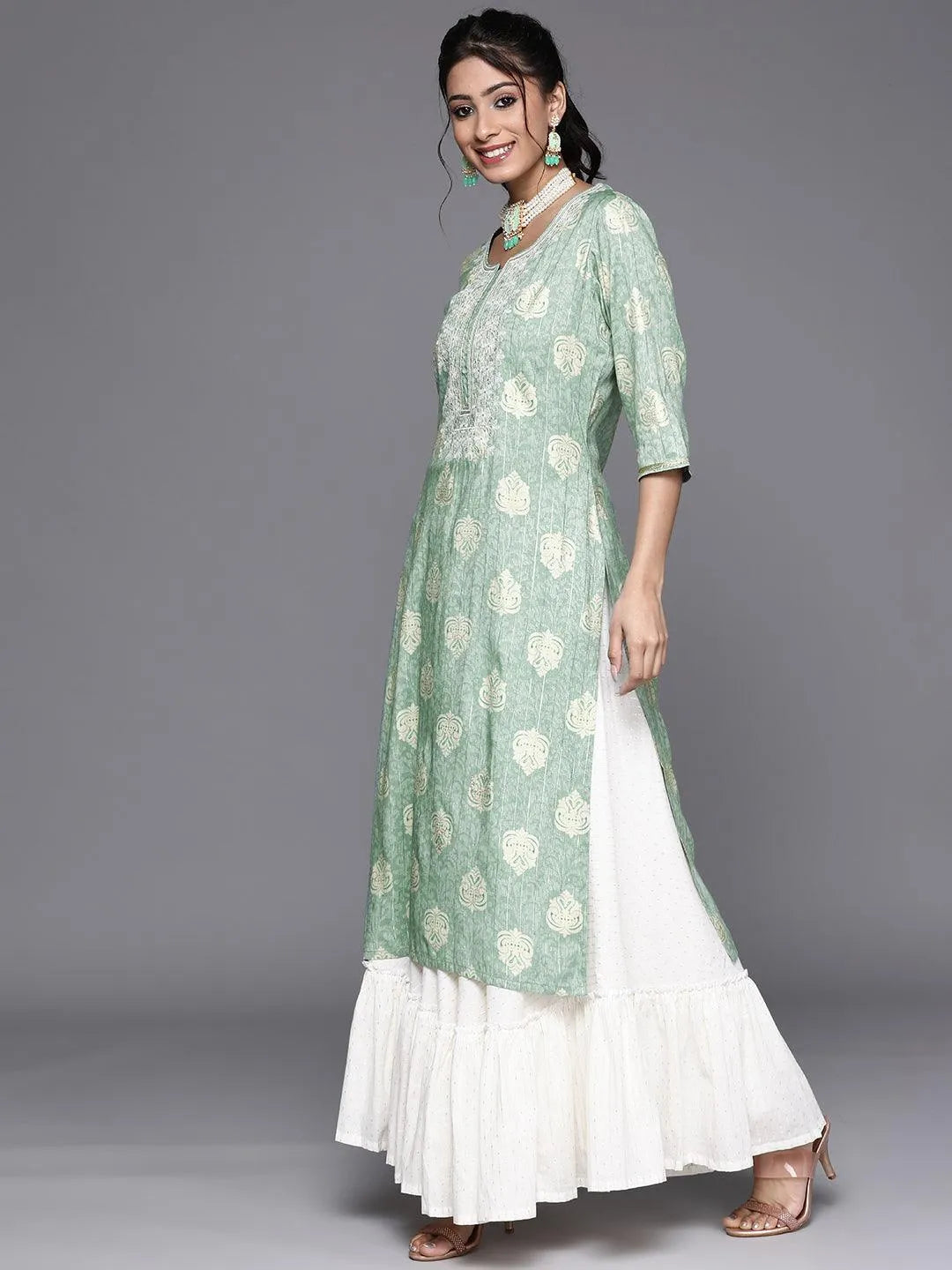 Blue Yoke Design Rayon Kurta - Libas 