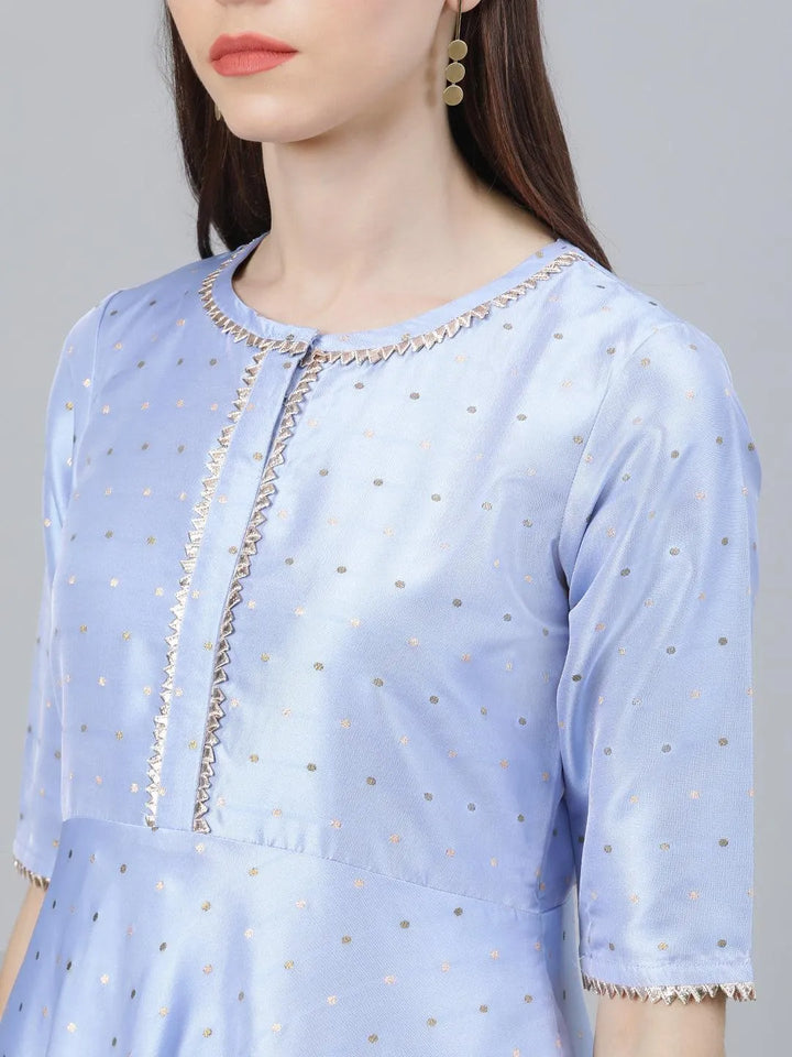 Blue Zari Work Chanderi Suit Set - Libas