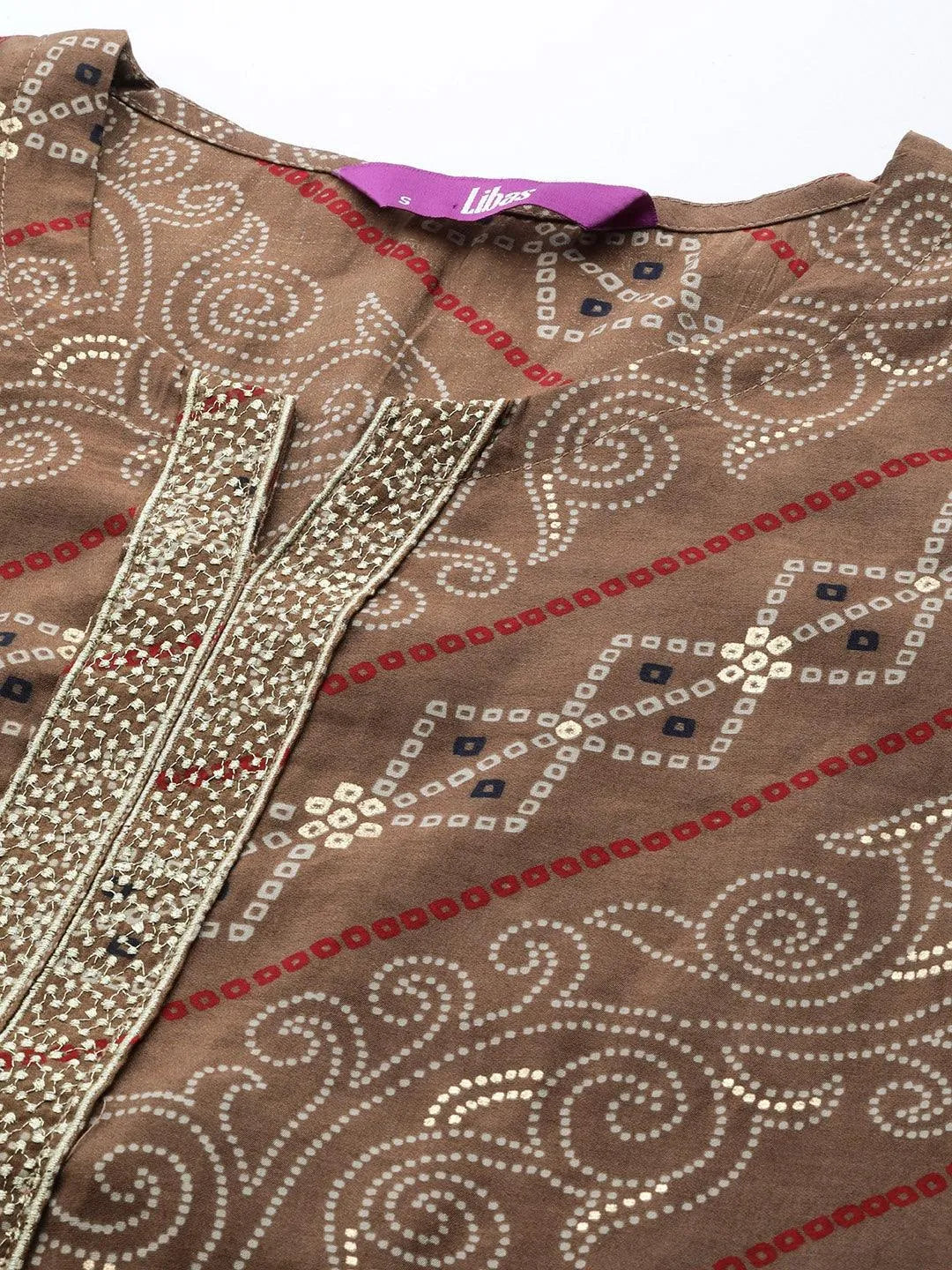 Brown Printed Chanderi Silk Kurta - Libas