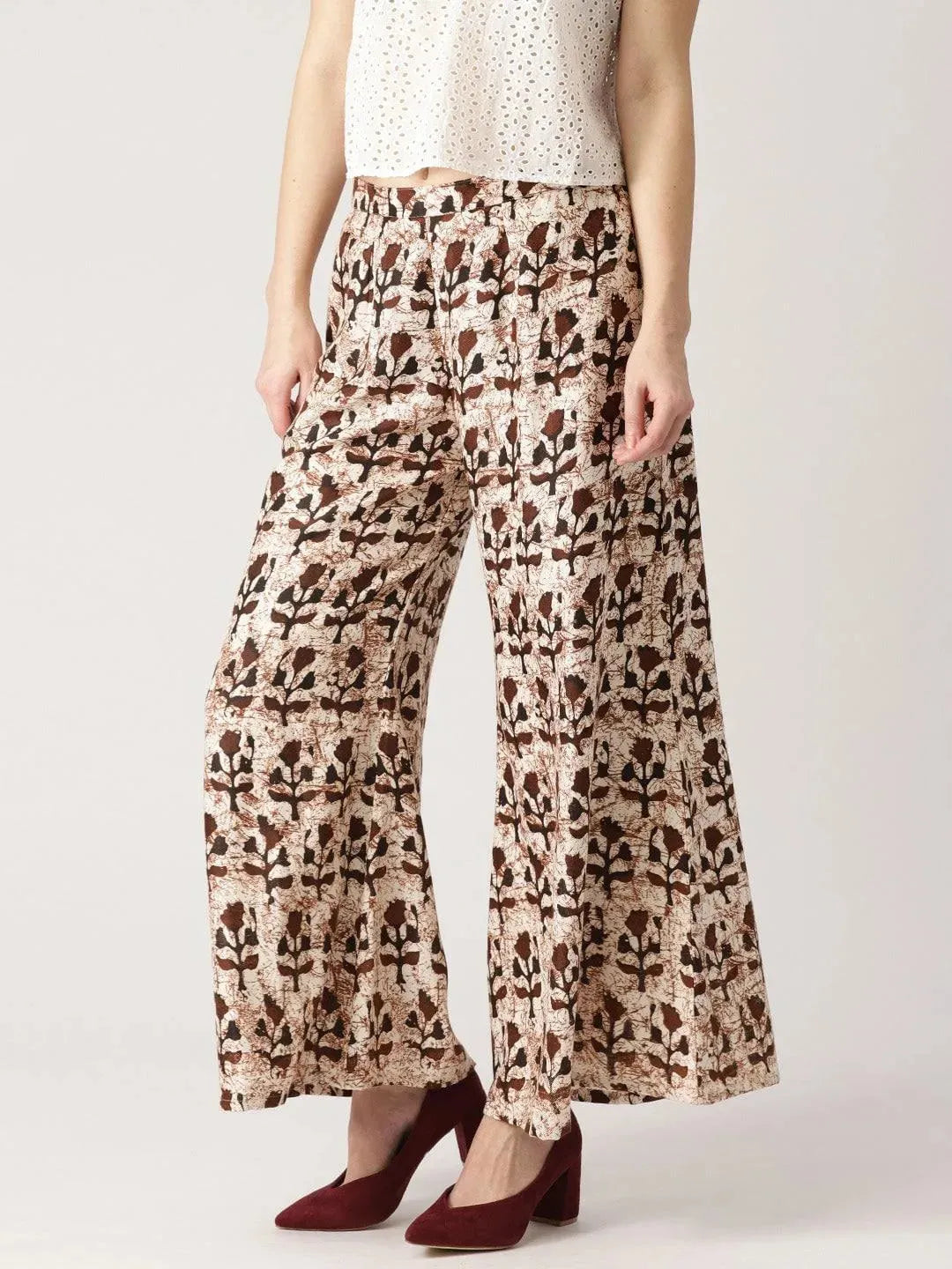 

Brown Printed Cotton Palazzos