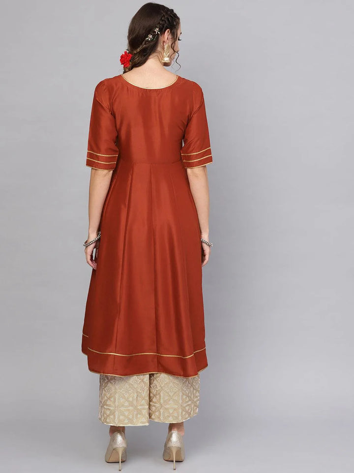 Brown Solid Muslin Kurta Set - Libas