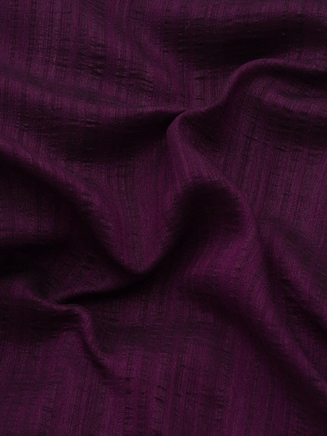 Burgundy Embroidered Silk Blend Saree - Libas 