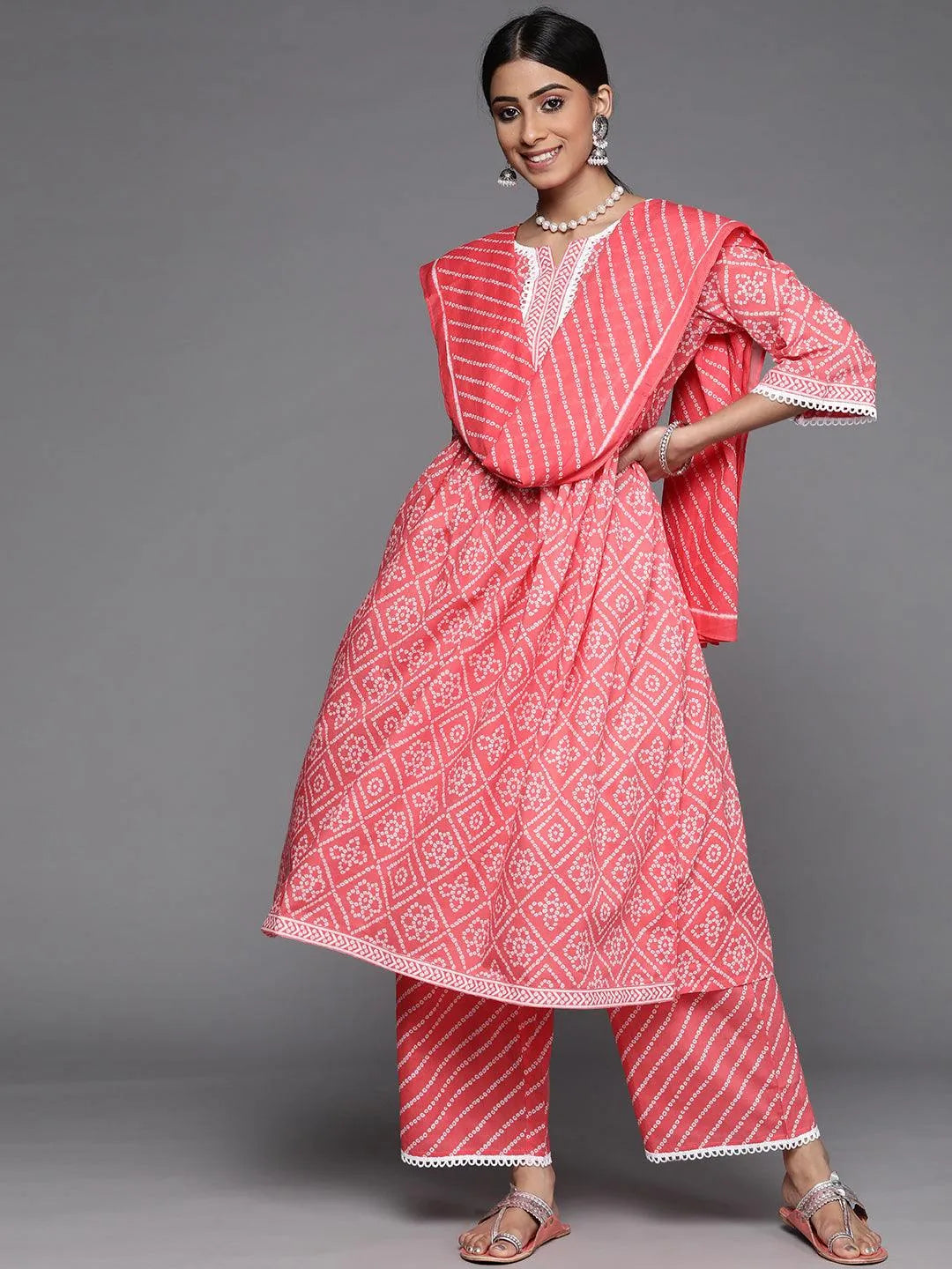 Coral Printed Cotton Suit Set - Libas