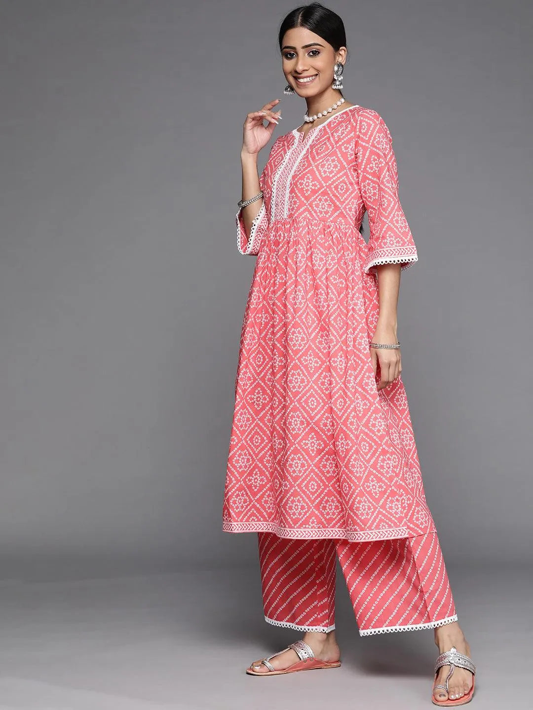 Coral Printed Cotton Suit Set - Libas