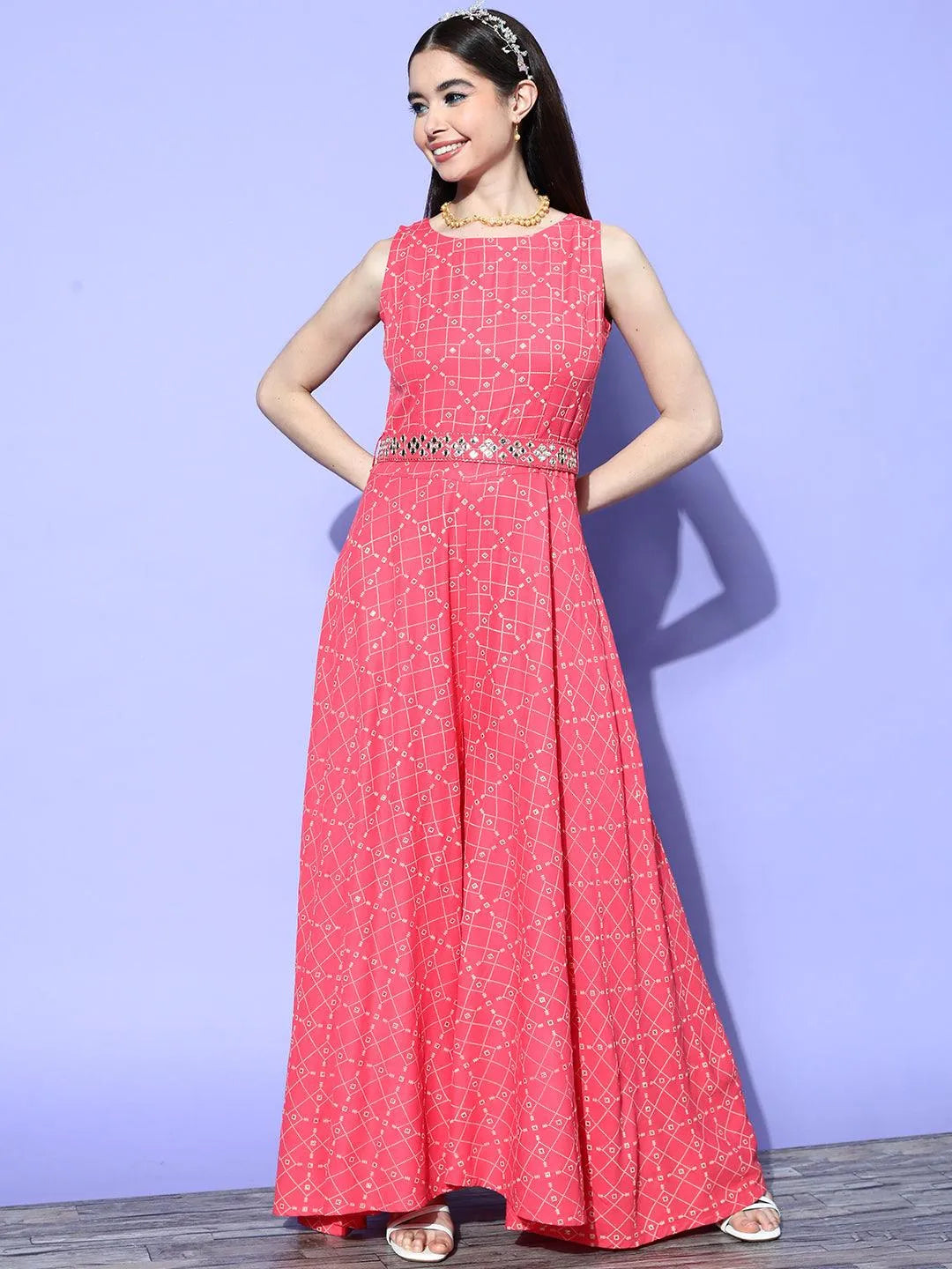 Coral Printed Cotton Jumpsuit - Libas