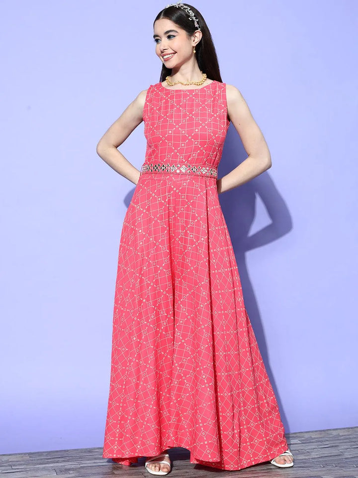 Coral Printed Cotton Jumpsuit - Libas