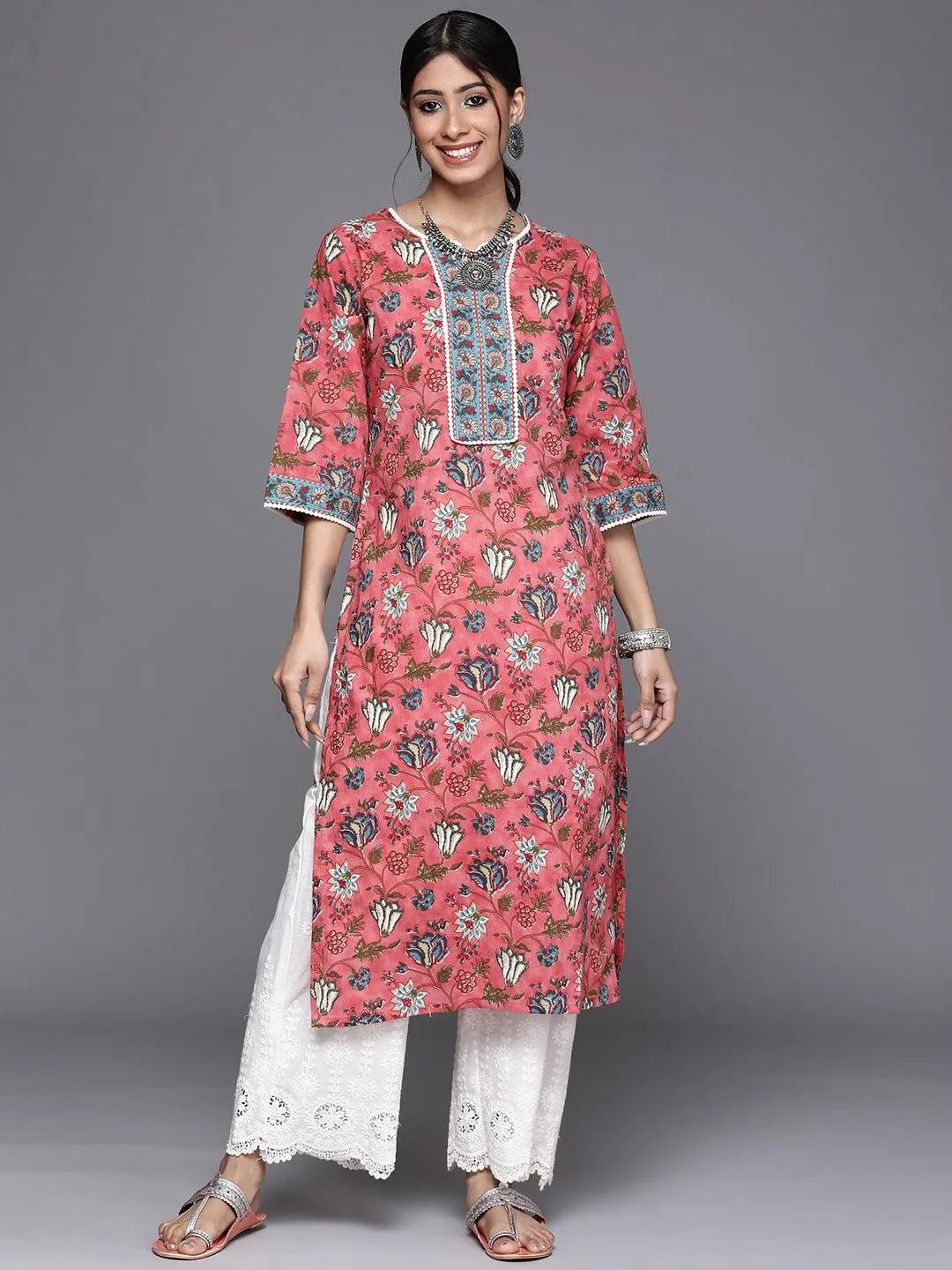 Coral Printed Cotton Kurta - Libas 