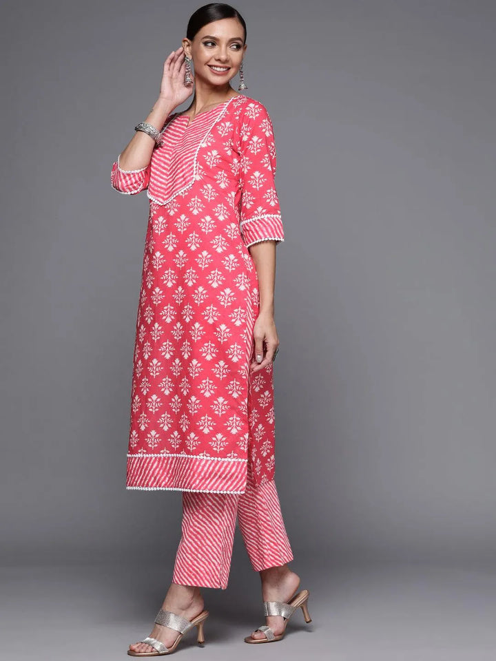 Coral Printed Cotton Straight Kurta - Libas