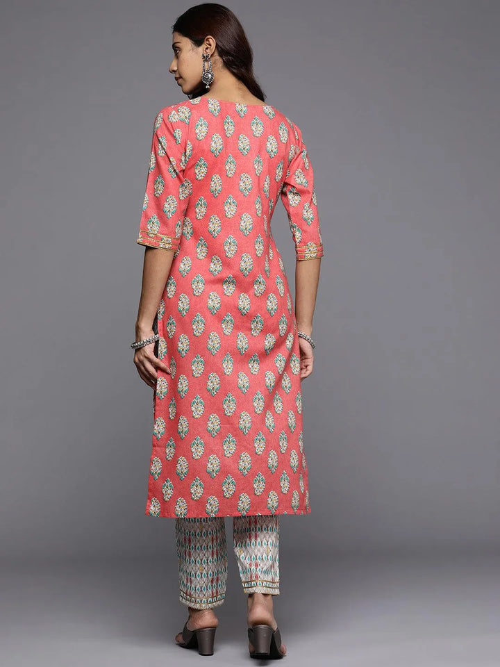 Coral Printed Cotton Straight Kurta - Libas