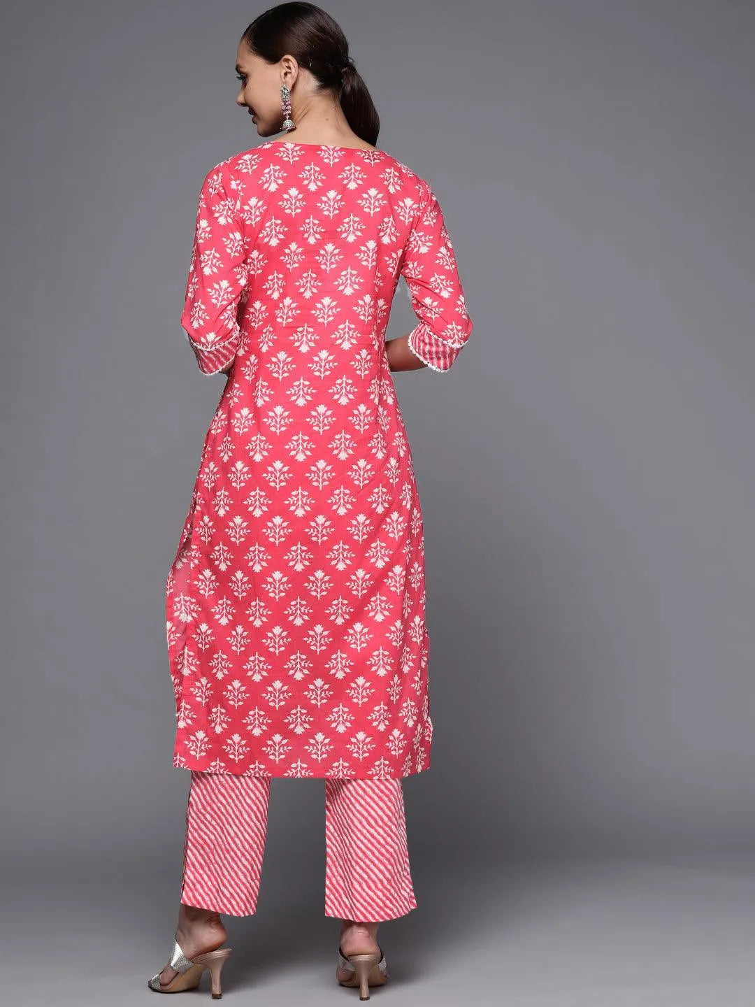 Coral Printed Cotton Straight Kurta - Libas