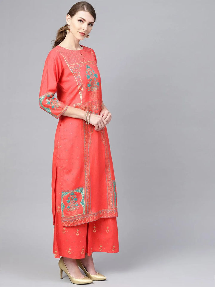 Coral Printed Cotton Suit Set - Libas