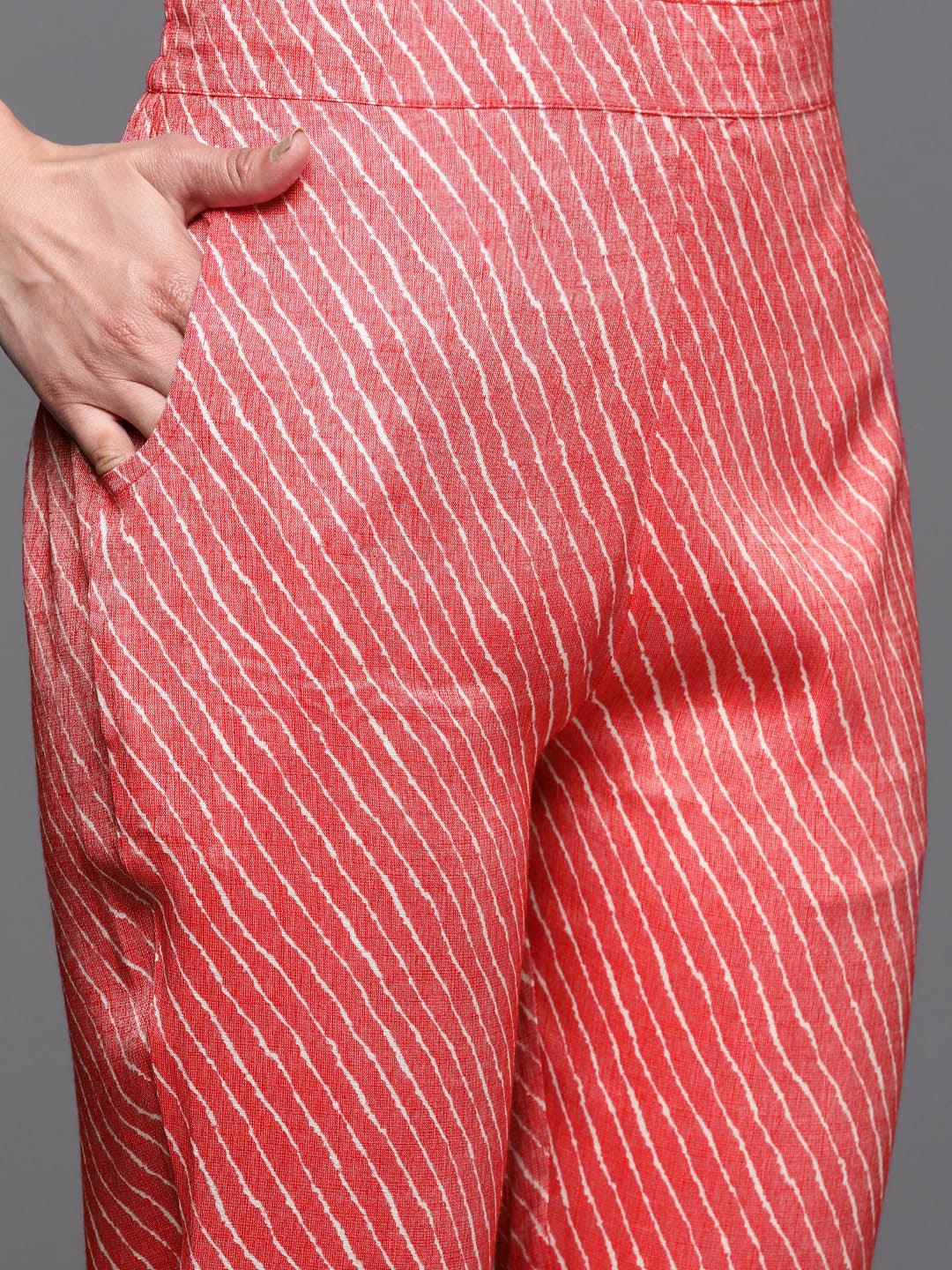 Coral Printed Rayon Straight Kurta With Trousers & Dupatta