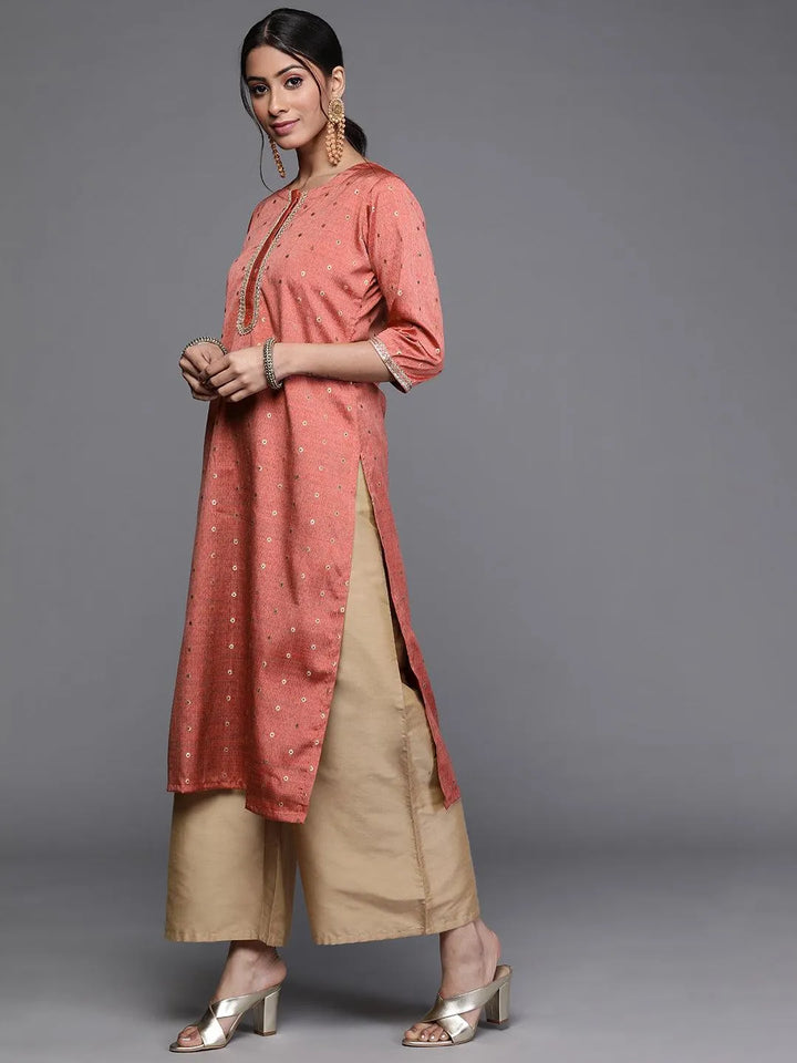 Coral Woven Design Chanderi Silk Kurta - Libas