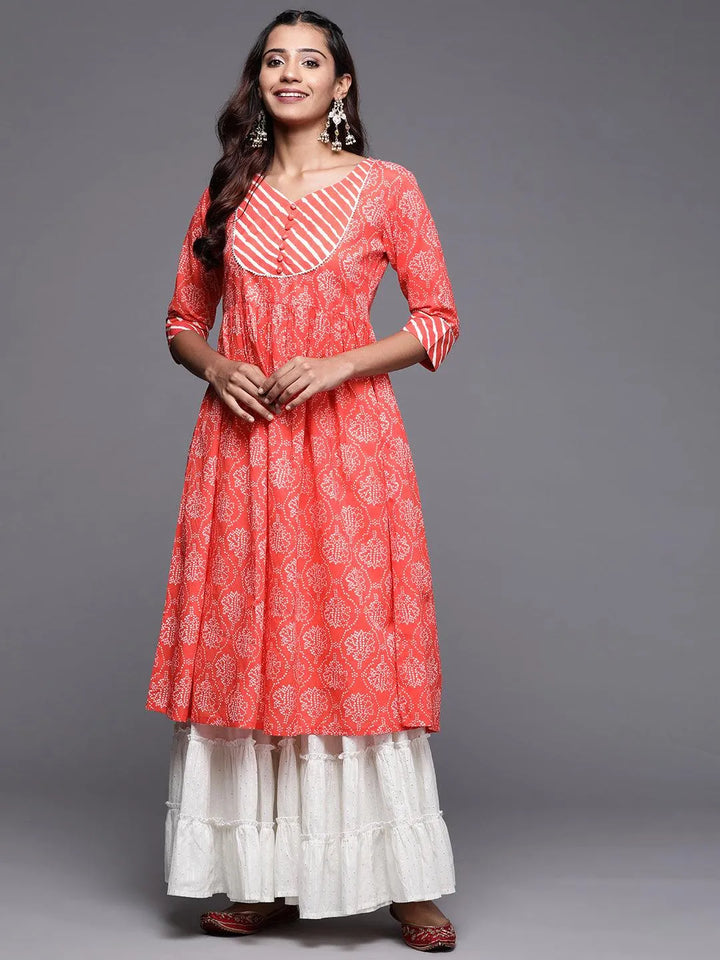 Coral Yoke Design Cotton Anarkali Kurta - Libas