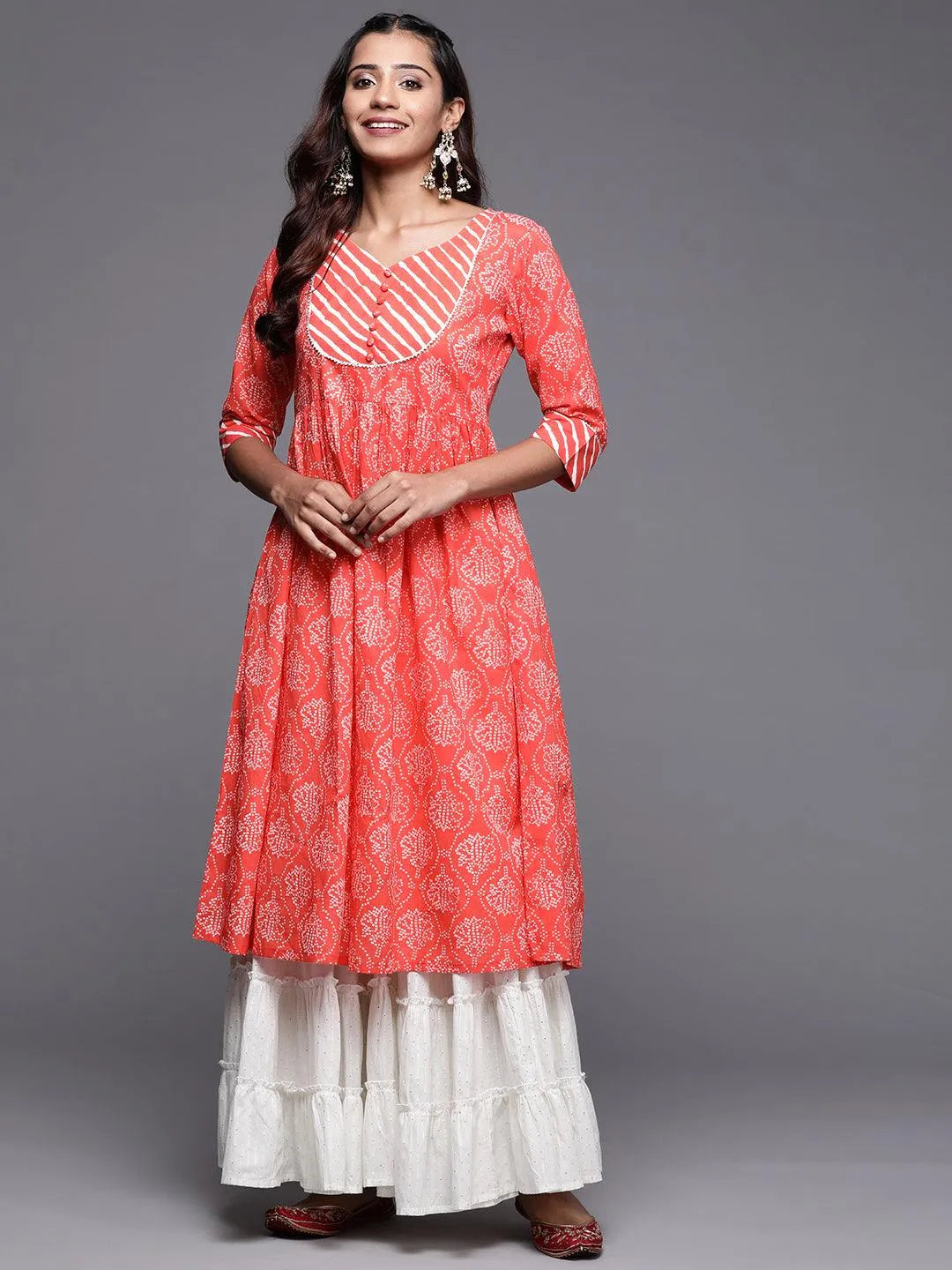 

Coral Yoke Design Cotton Anarkali Kurta