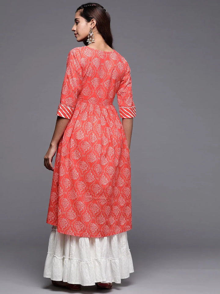 Coral Yoke Design Cotton Anarkali Kurta - Libas