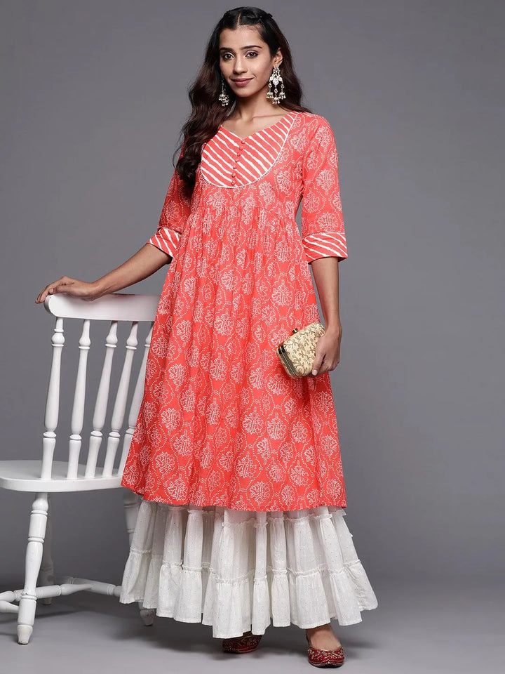 Coral Yoke Design Cotton Anarkali Kurta - Libas