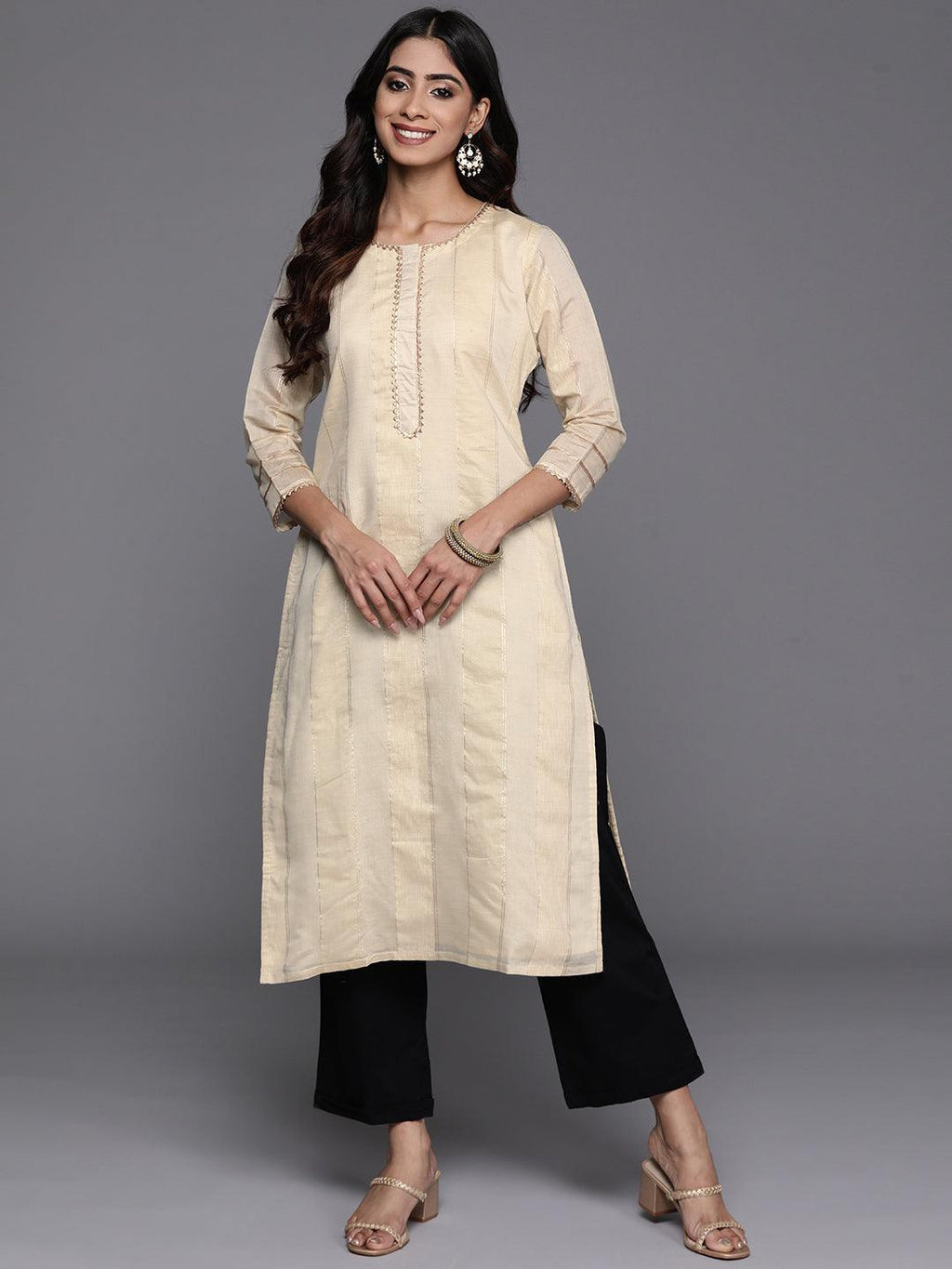 Stylish Cotton Straight Embroidered Kurta With Pant Set at Rs 759