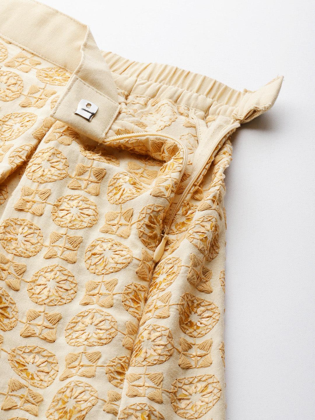 Gold Embellished Rayon Skirts