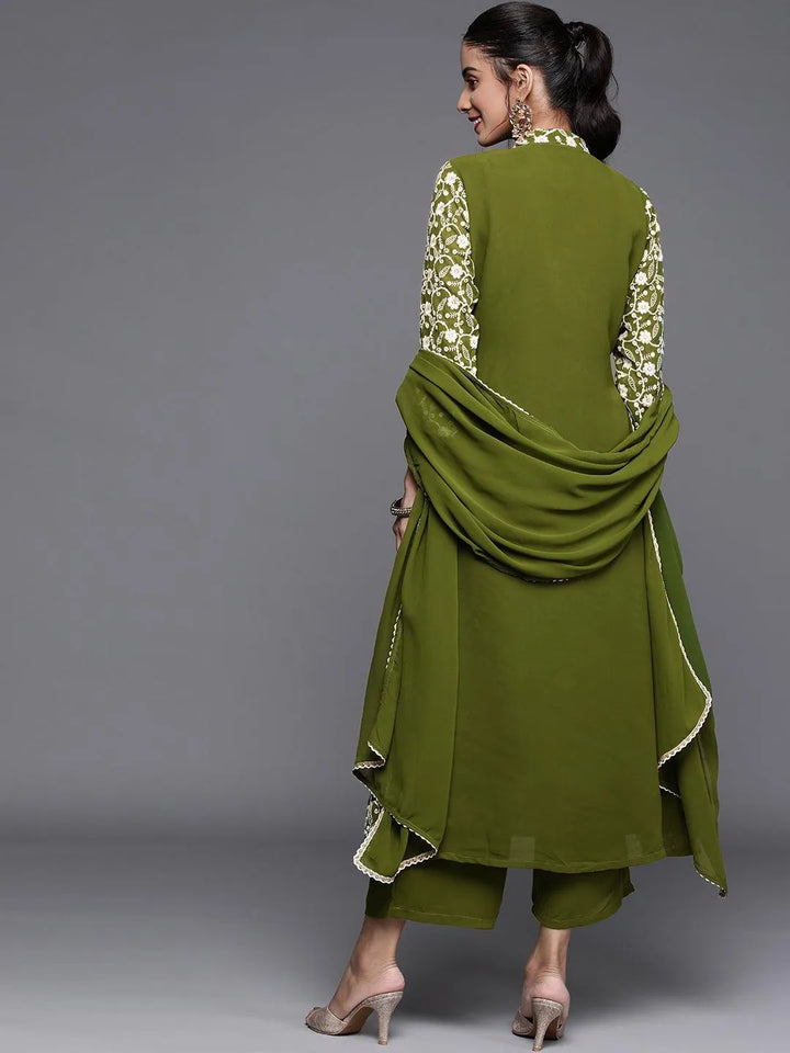 Green Embroidered Georgette Suit Set - Libas