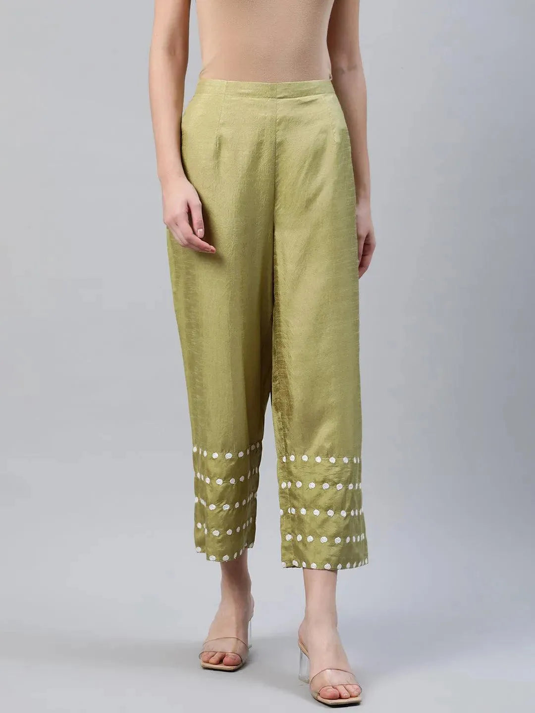 

Buy Green Embroidered Silk Palazzos - PL836O- | Libas Ethnic Wear Online