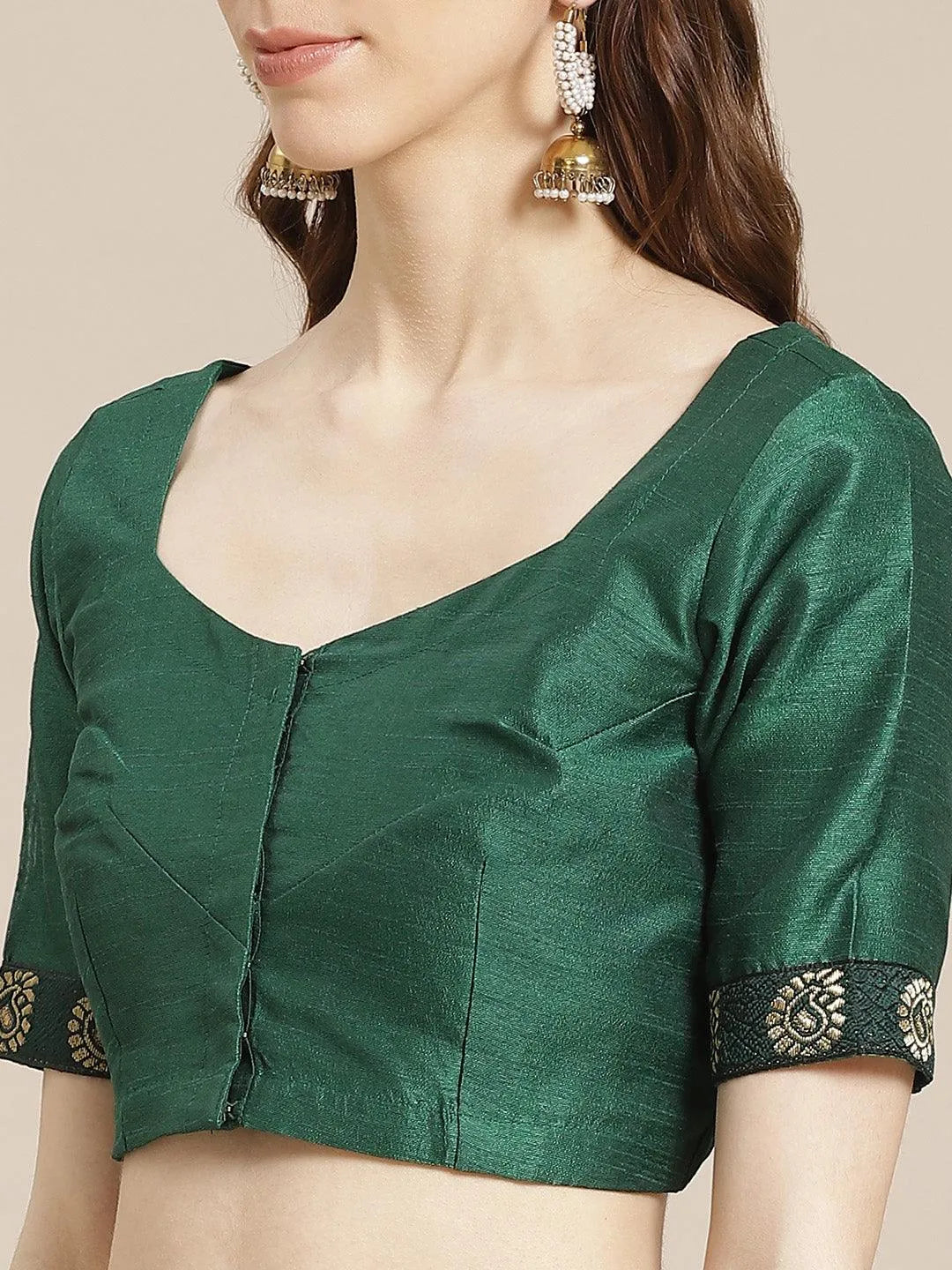 Green Printed Chiffon Saree - Libas