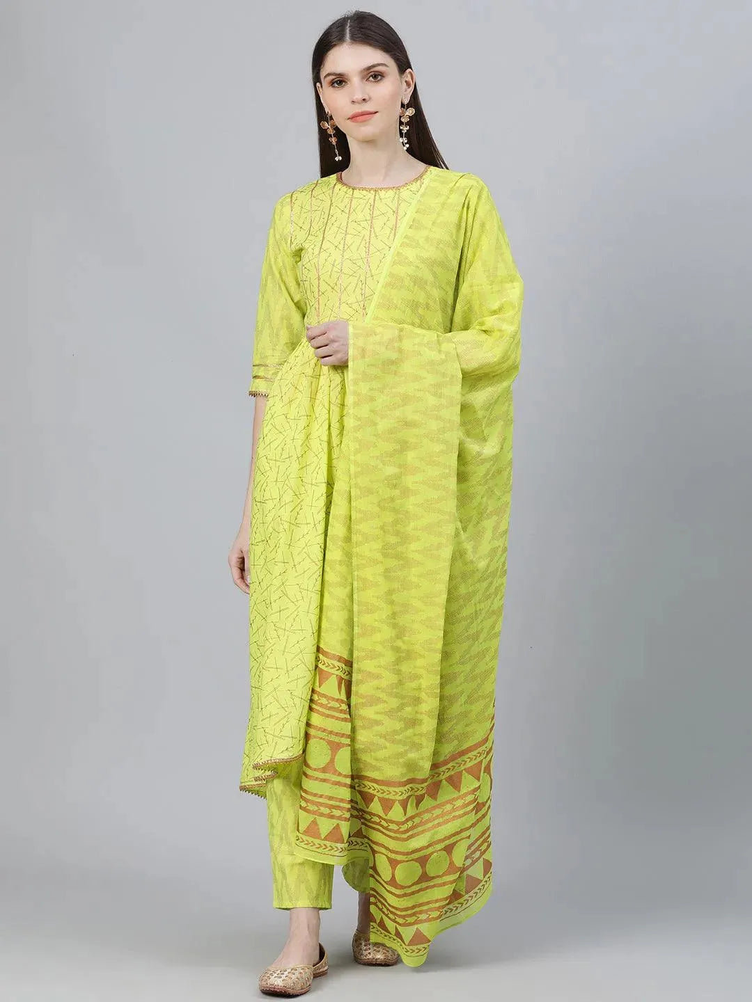 

Buy Green Printed Cotton Suit Set - 6911-XS | Libas Ethnic Wear Online